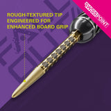 Target Swiss FLT Points gold – close-up of the rough-textured grip tip