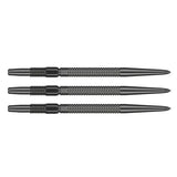 Three Swiss GRD dart points aligned side by side on white, showcasing knurled grip and streamlined steel tip design