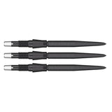 Three Swiss Storm Nano dart points aligned side by side, showcasing black ribbed grip texture and tapered steel tips on white background