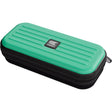 Aqua darts case hard EVA shell in aqua color with zipper, angled view, isolated on white for dart storage and protection