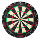 regulation dartboard full view top-down on white background with clear scoring zones and bold number ring