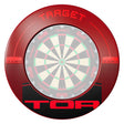 Target TOR Dartboard Surround in red and black fitted around a dartboard