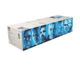 Dart mat box displaying world champion player portraits in blue design, full packaging view isolated on white background