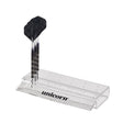 Unicorn clear acrylic dart stand holding six sets of darts