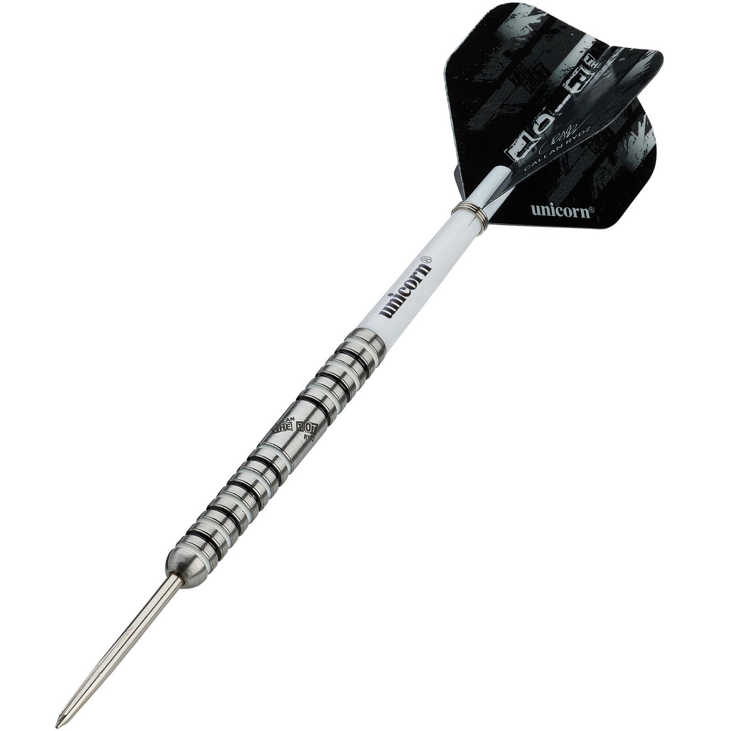 Unicorn Callan Rydz The Riot Phase 2 90% tungsten darts three-quarter view