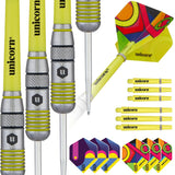 Unicorn Flair 1 80% tungsten darts with packaging, flights and shafts
