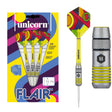 Unicorn Flair 1 80% tungsten darts — packaging, complete dart and barrel close-up