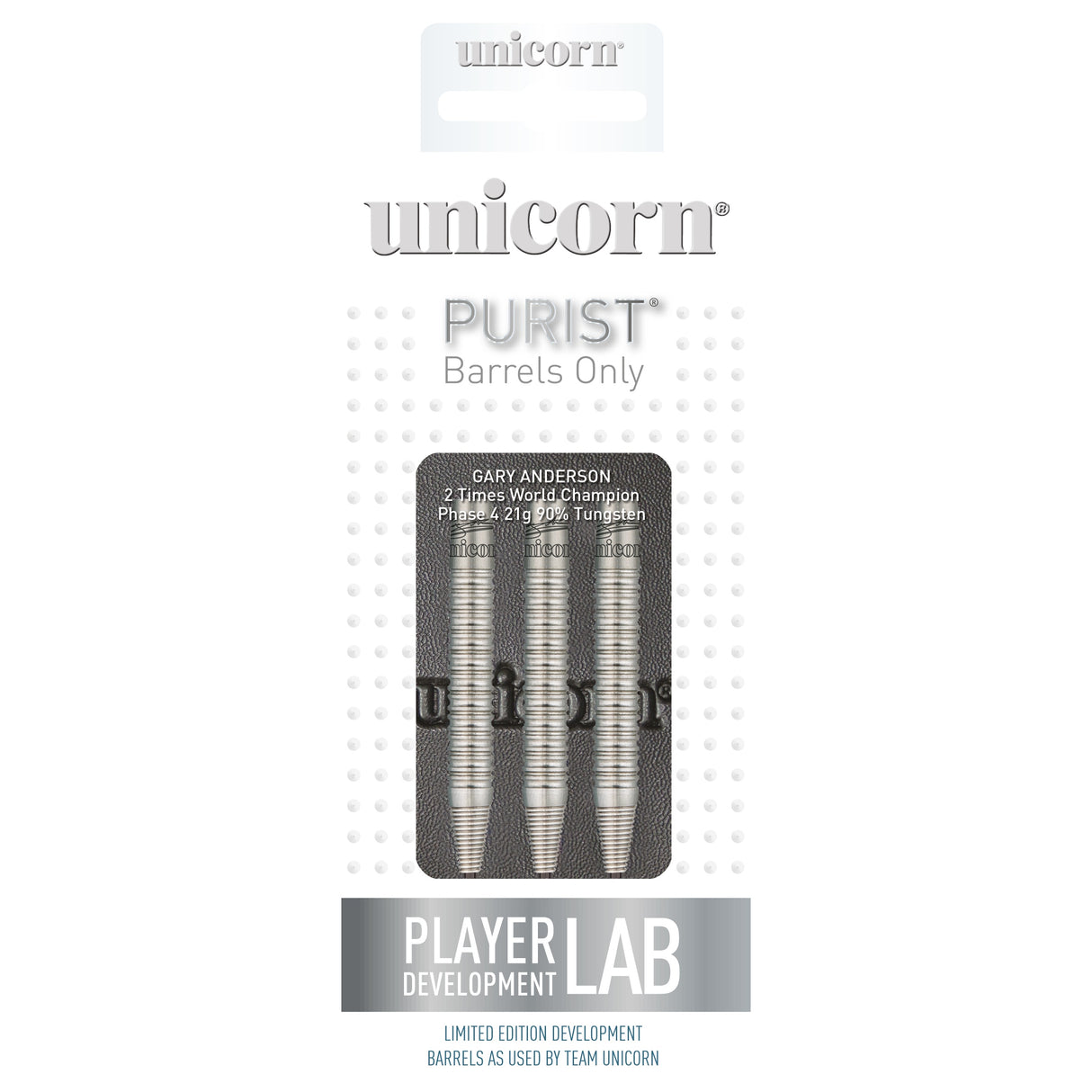 Unicorn Gary Anderson Phase 4 Purist barrels-only packaging