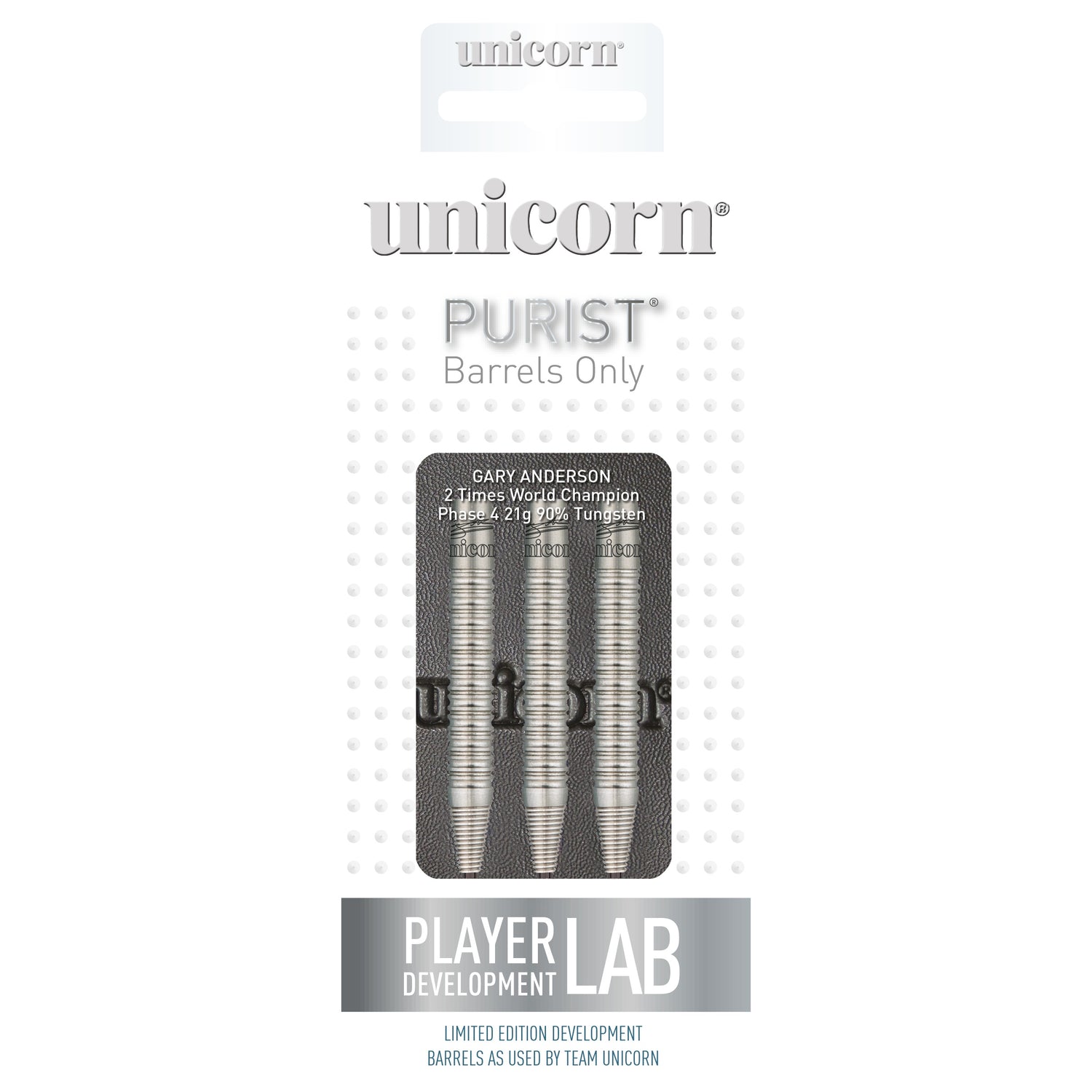 Unicorn Gary Anderson Phase 4 Purist barrels-only packaging