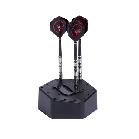 Unicorn Ultra Dart Stand in black holding six sets of darts
