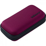 Purple small darts case with textured hard shell, angled view, zipper closure, ideal for dart storage and protection