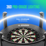Autodarts X integrated 360 degree pro-grade dartboard lighting giving full coverage with no shadows