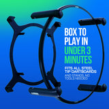 Autodarts X drill-free clamp-fit mounting, box to play in under 3 minutes, fits all steel tip dartboards and stands