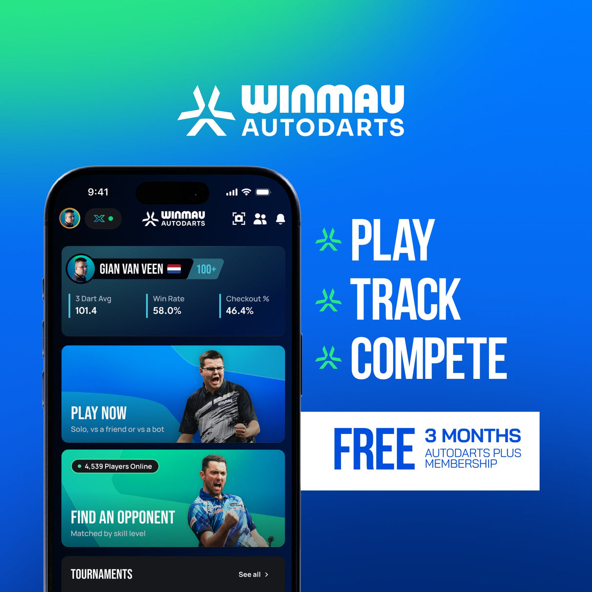 Autodarts App play, track and compete with three months free Autodarts Plus membership included