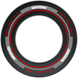 Black and red dartboard surround ring, full top-down view, isolated on white background, shows durable construction and printed model names