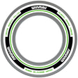 White and green dartboard surround ring, top-down view, isolated on white background, suitable for protecting bristle dartboards
