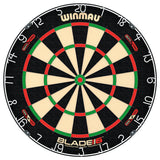 Full view of Blade 6 Dual Core dartboard with clear segmented scoring zones and thin wiring, isolated on white background