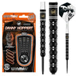 Danny Noppert Freeze Edition 90% tungsten darts in retail packaging with close-up on black knurled barrel grip and branded flights