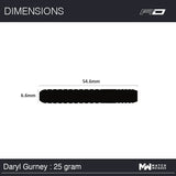 Dart barrel side silhouette with 54.6mm length and 6.6mm diameter, showing precise tungsten dart barrel dimensions for buyers