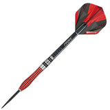 Winmau Dennis Priestley SE 90% tungsten dart – red ringed grip barrel with black point and red-black flight