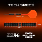 Emma Paton Edit tech specs: 6.57mm x 50.8mm barrel, 90% tungsten, ring grip, available in 23g