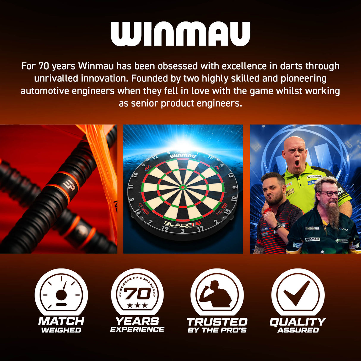 Winmau: 70 years of darts engineering, match weighed and quality assured