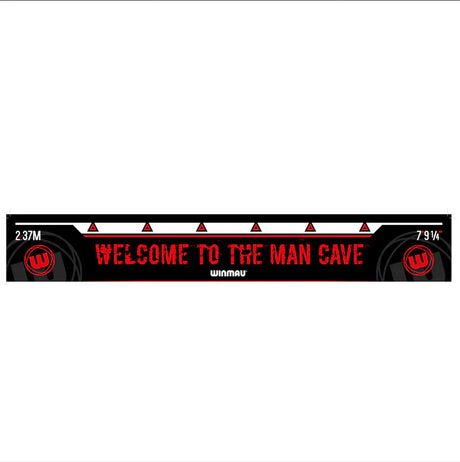 Full view oche throw line for darts, black and red design, clear 2.37m and 7'9¼" distance markings, isolated on white