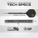 MvG Signature Edition tech specs: 6.3mm x 53mm barrel, 90% tungsten, atom grip, available in 22g, 23g and 24g