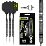 Winmau MvG Signature Edition SP 90% tungsten darts with Fusion flights, Switch Points and retail packaging