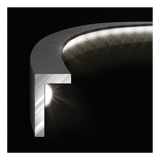 Cross-section close-up of plasma 360 dartboard light showing LED strip placement and ring structure for bright, even darts illumination