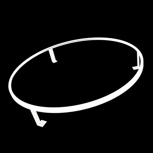 Angled view of dartboard light ring with three mounting brackets, isolated on black background for darts setup