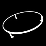 Angled view of dartboard light ring with three mounting brackets, isolated on black background for darts setup