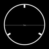 Top-down view of circular dartboard LED light ring with 70cm diameter measurement, ideal for illuminating dartboards