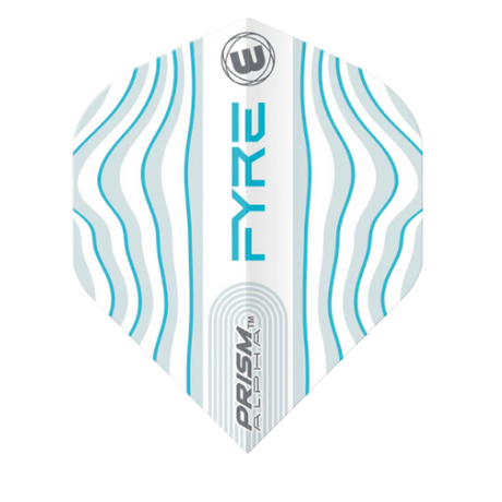 Single Prism Alpha No.2 dart flight with aqua and blue wave pattern, full product view on white background