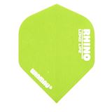 Extra thick green No.2 dart flight with white RHINO LONG LIFE print, full front view on white background