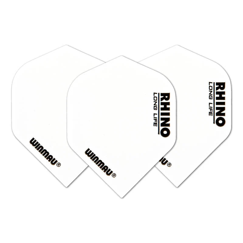 Set of three extra thick white No.2 dart flights displayed flat on white background, highlighting durable construction and clear shape