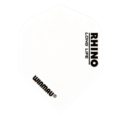 Single white No.2 extra thick dart flight flat display, highlighting durable shape and clear printed text for dart accessories