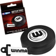 Dartboard setup measuring tape tool angled view, shown in box and unboxed, tape extended for accurate dart setup