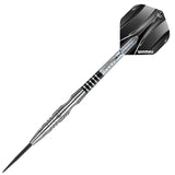 Full Sniper Style 3 dart assembled with black Winmau flight and clear shaft