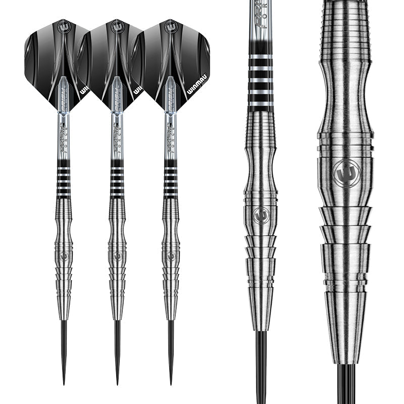 Three Sniper Style 3 darts alongside bare barrels showing the front and rear taper