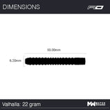 Dart barrel dimension diagram showing 53mm length and 6.2mm diameter, isolated on white background