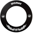Black Xtreme dartboard surround ring top view, tribal graphics, isolated on white for dartboard protection